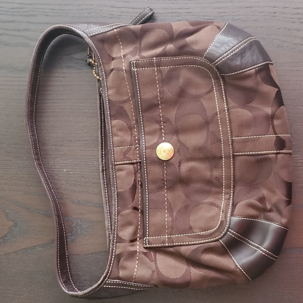 Coach Signature Ergo Shoulder Bag In Chocolate Brown Hobo